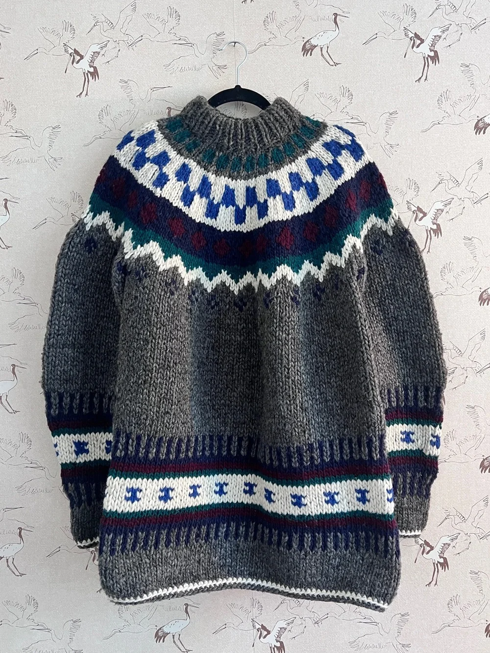 Vintage artesanias gladys Nordic fair isle sweater chunky knit
